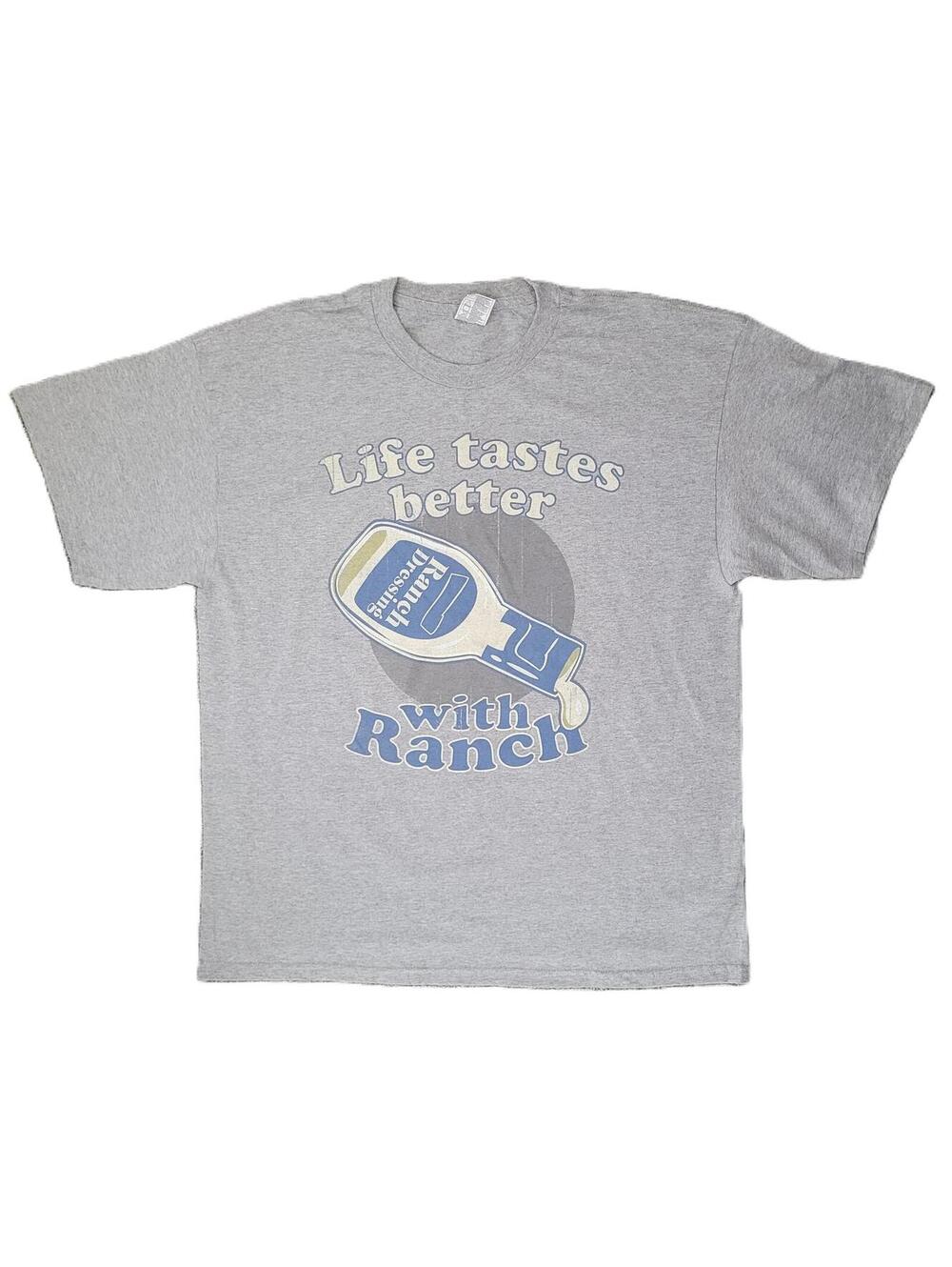 Life Tastes Better with Ranch Dressing Funny Graphic T-Shirt Men’s XL Gray - NEW